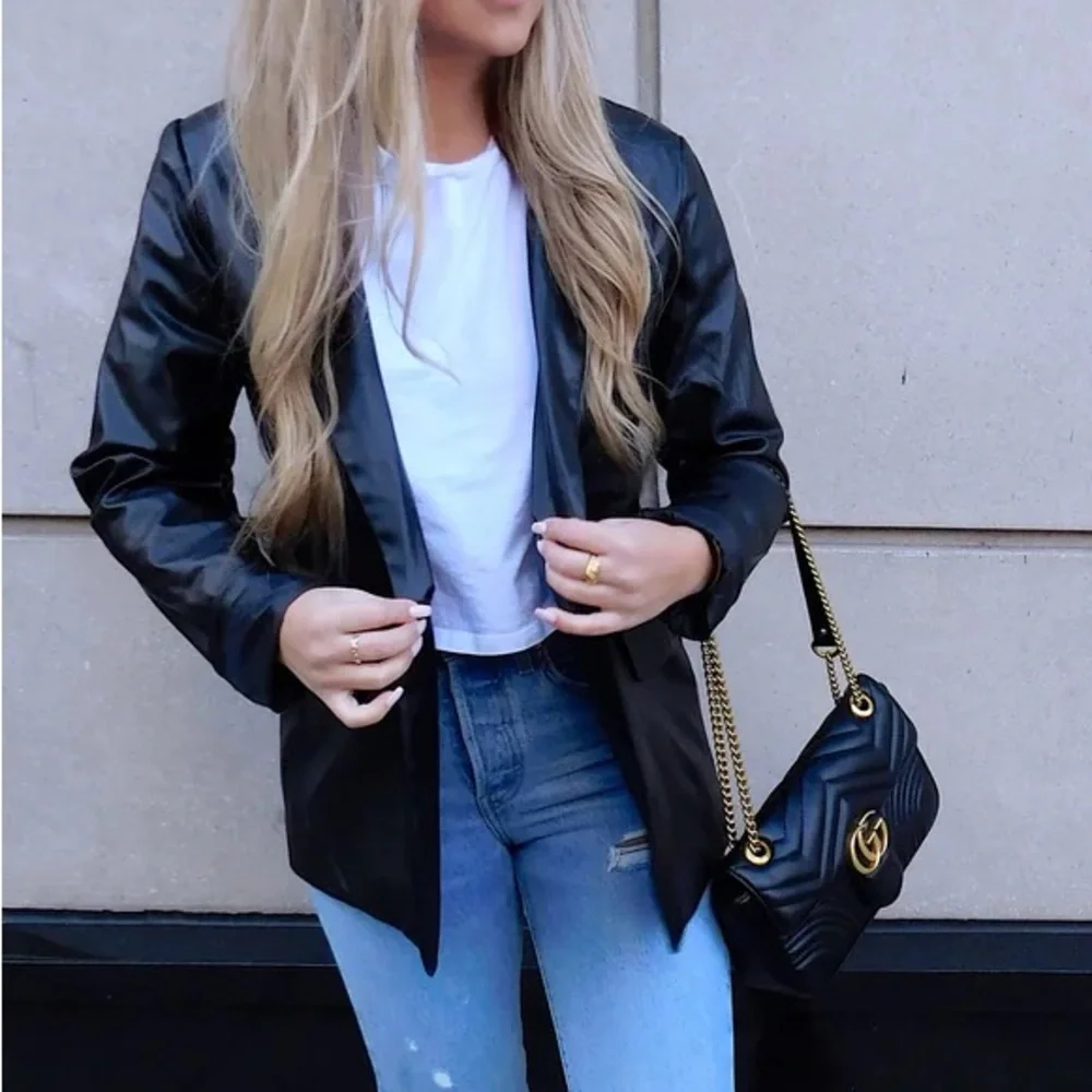 Faux Leather Blazer
